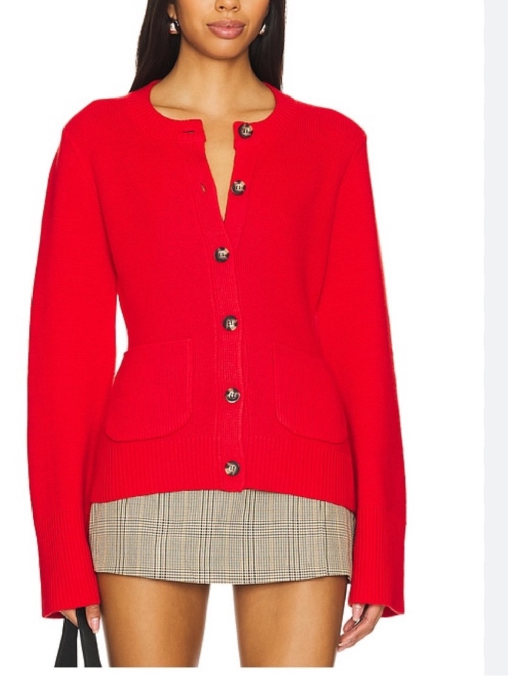 pistola Red Button-Up Knit Cardigan